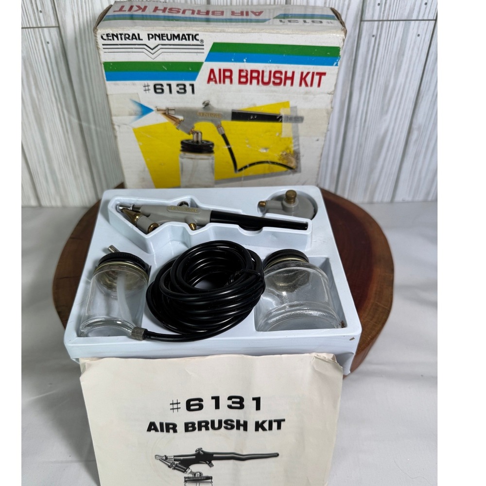Central Air Brush‎ Kit 6131 Vintage Hobby Painting Set with Jars and Hose